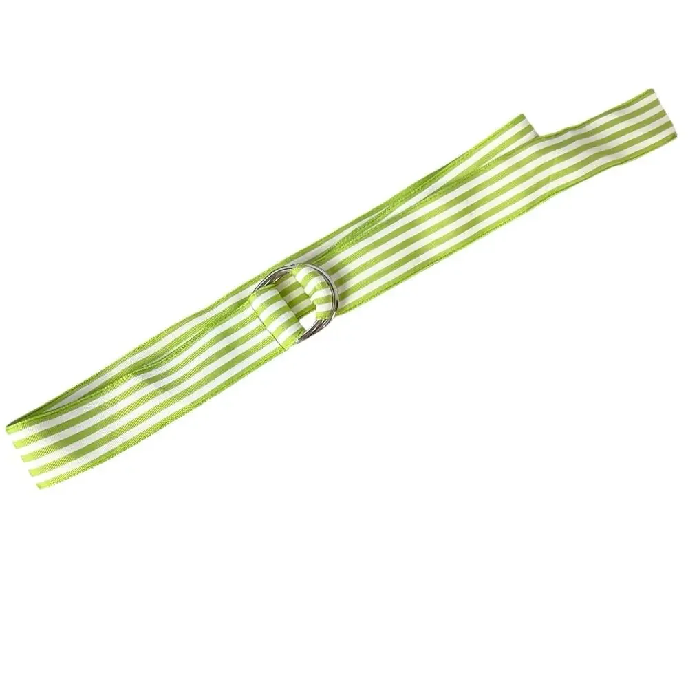 Vintage Lauren Ralph Lauren Ribbon D Ring Belt 38”Length USA Y2K Green Striped